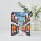 Frohe Weihnachtsstadt Wasserfarbe Feiertagskarte (Stehend Vorderseite)