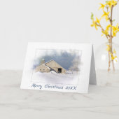 Frohe Weihnachtsstall in Schneeflocken Karte (Gelbe Blume)