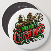 Frohe Weihnachtsstampunk Button (Vorne & Hinten)
