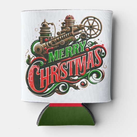 Frohe Weihnachtsstampunk Dosenkühler (Vorderseite)