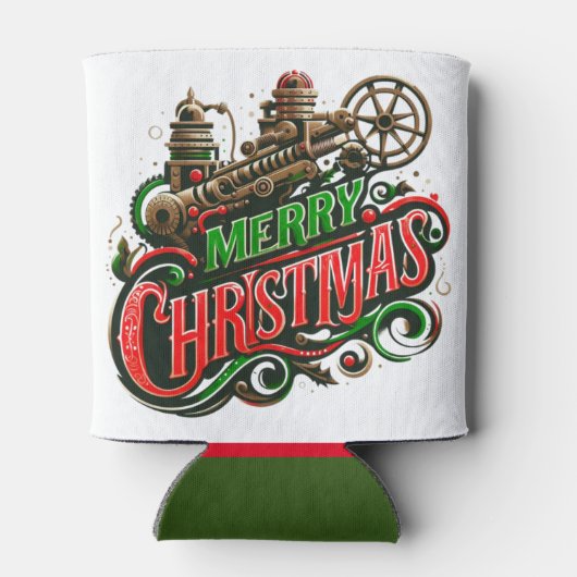 Frohe Weihnachtsstampunk Dosenkühler (Rückseite)