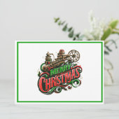 Frohe Weihnachtsstampunk Feiertagskarte (Stehend Vorderseite)