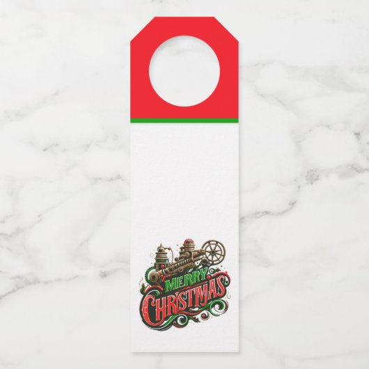 Frohe Weihnachtsstampunk Flaschenanhänger (Vorderseite)
