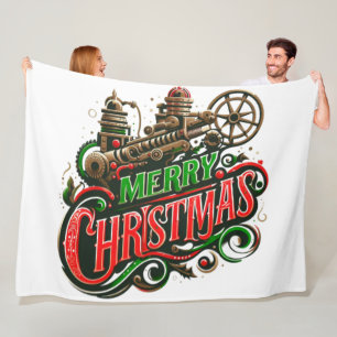 Frohe Weihnachtsstampunk Fleecedecke