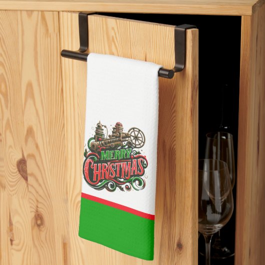 Frohe Weihnachtsstampunk Geschirrtuch (Drittel gefaltet)