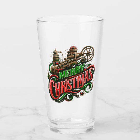 Frohe Weihnachtsstampunk Glas (Vorderseite)