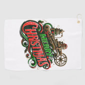Frohe Weihnachtsstampunk Golfhandtuch (Horizontal)