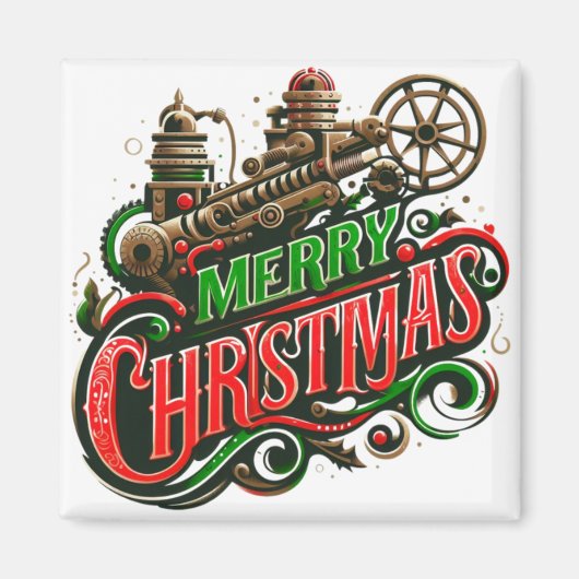 Frohe Weihnachtsstampunk Magnet (Vorne)