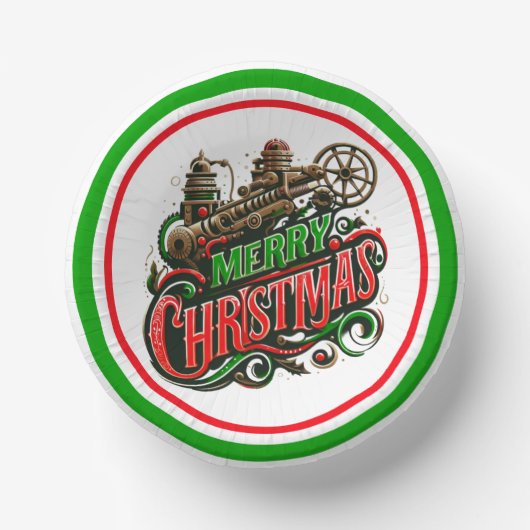 Frohe Weihnachtsstampunk Pappteller (Vorderseite)