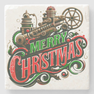 Frohe Weihnachtsstampunk Steinuntersetzer