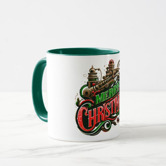 Frohe Weihnachtsstampunk Tasse (Vorderseite Links)