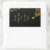 Frohe Weihnachtsstars Black Gold Shiny Chic Name Rechteckiger Aufkleber (Tasche)