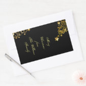 Frohe Weihnachtsstars Black Gold Shiny Chic Name Rechteckiger Aufkleber (Umschlag)