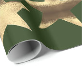 Frohe Weihnachtsstars Green Gold Elegantes Skript Geschenkpapier (Rolleneckpunkt)