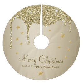 Frohe Weihnachtsstars Melting Gold Glittery Glam Polyester Weihnachtsbaumdecke