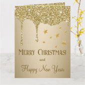 Frohe Weihnachtsstars Melting Gold Glitzer Karte (Gelbe Blume)