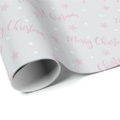 Frohe Weihnachtsstars Polka Dots Gray Christmas Geschenkpapier (Rolleneckpunkt)