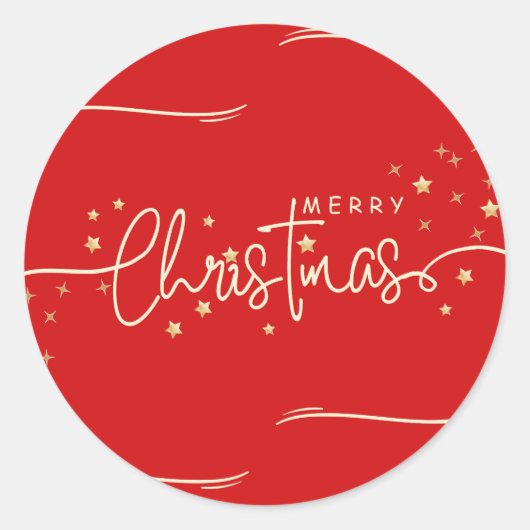 Frohe Weihnachtsstars Red Runder Aufkleber (Vorderseite)