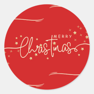 Frohe Weihnachtsstars Red Runder Aufkleber