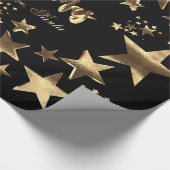 Frohe Weihnachtsstars Schwarzes Gold Elegantes Skr Geschenkpapier (Ecke)