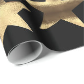 Frohe Weihnachtsstars Schwarzes Gold Elegantes Skr Geschenkpapier (Rolleneckpunkt)