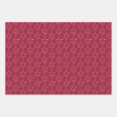 Frohe Weihnachtsstars Tree Winter Pattern Burgund Geschenkpapier Set (Vorderseite 2)