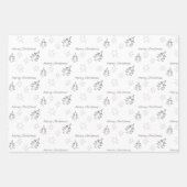 Frohe Weihnachtsstars Tree Winter Pattern Burgund Geschenkpapier Set (Vorderseite)