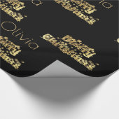 Frohe Weihnachtsstars Typografie Black Gold Chic Geschenkpapier (Ecke)