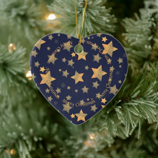 Frohe Weihnachtsstars Vintag Elegant Keramik Ornament (Baum)