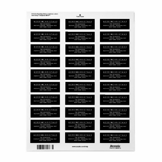 Frohe Weihnachtsstern | Black Return Address Label (Vorne)