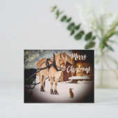 Frohe Weihnachtssternfarm mit Pferdeschnee Feiertagspostkarte (Stehend Vorderseite)