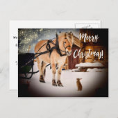 Frohe Weihnachtssternfarm mit Pferdeschnee Feiertagspostkarte (Vorne/Hinten)