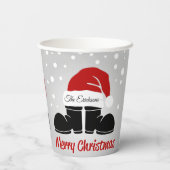 Frohe Weihnachtsstiefel/Kapuzenpapier-Tasse Pappbecher (Rückseite)