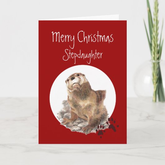 Frohe Weihnachtsstochter Otter Animal Spaß Feiertagskarte (Vorderseite)