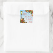 Frohe Weihnachtsstraße Light und Pine Wreath Quadratischer Aufkleber (Tasche)