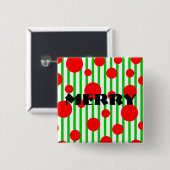 Frohe Weihnachtsstreifen und Punkte Button (Vorne & Hinten)