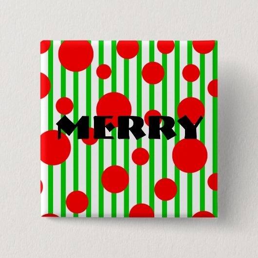 Frohe Weihnachtsstreifen und Punkte Button (Vorderseite)