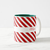 Frohe Weihnachtsstreifen Zweifarbige Tasse (VorderseiteRechts)