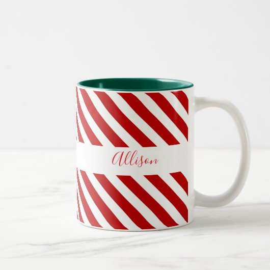 Frohe Weihnachtsstreifen Zweifarbige Tasse (Rechts)
