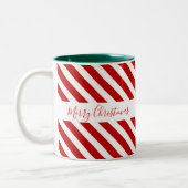 Frohe Weihnachtsstreifen Zweifarbige Tasse (Links)