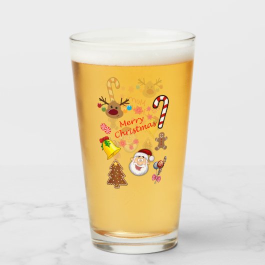 Frohe Weihnachtssymbole Glas (Vorne (Gefüllt))