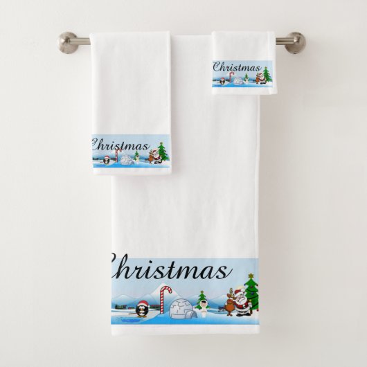 Frohe Weihnachtsszene auf Handtuch-Set Badhandtuch Set (Insitu)