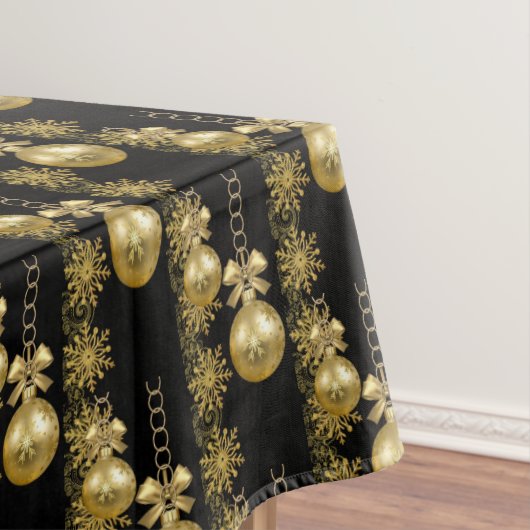 Frohe Weihnachtstablette, goldene Bälle schwarz Tischdecke (Beispiel)