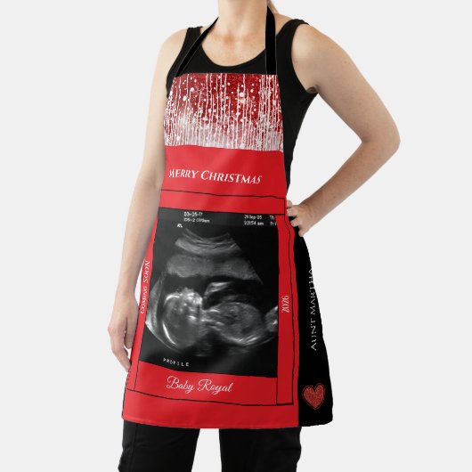 Frohe Weihnachtstante Sonogram Baby kommt bald Schürze (InSitu)