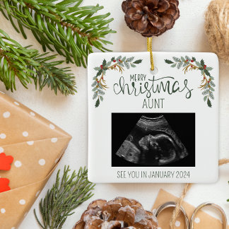 Frohe Weihnachtstante Ultrasound Foto Keramikornament