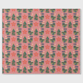 Frohe Weihnachtstauben und Baummuster Geschenkpapier (Flach)
