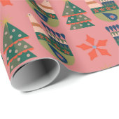 Frohe Weihnachtstauben und Baummuster Geschenkpapier (Rolleneckpunkt)