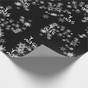 Frohe Weihnachtstext in Schneeflocken Geschenkpapier
