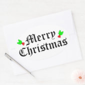 Frohe Weihnachtstickerei Ovaler Aufkleber (Umschlag)