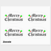 Frohe Weihnachtstickerei Ovaler Aufkleber (Blatt)